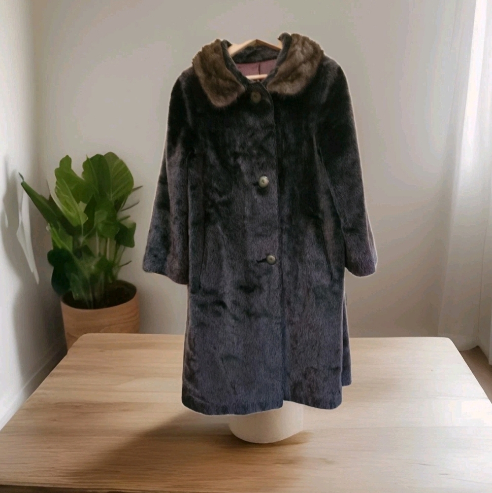 Vintage Faux Fur Coat Mincara Russel Taylor Long Light Brown
